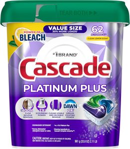 Cápsulas para Lavavajillas Cascade Platinum Plus, Detergente para Platos, Aroma a Limón, 62 Unidades - Product Image 5