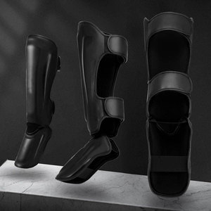 Espinilleras de boxeo de alta calidad con logotipo personalizable Protección para los pies MMA Leather Made Your Logo Thai Shin Guard - Product Image 2