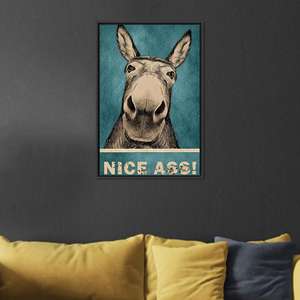 Encantadora obra de arte impresa en lienzo: arte de pared con diseño de animales para decoración del hogar, con marco negro - Product Image 1