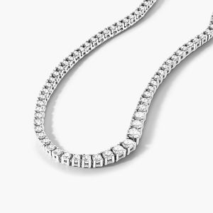 Elegant Rhodium Plated <b>Silver</b> <b>Tennis</b> Chain <b>Necklace</b> with Full Pave SettingClassic <b>Silver</b> <b>TenniS</b> <b>Necklace</b> with Micro Pave - Product Image 4
