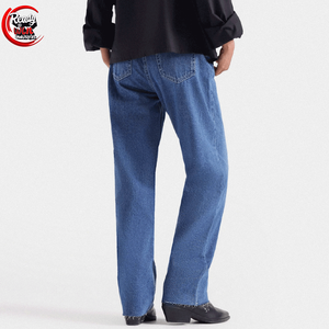 Ecoparty, nueva moda para mujer, pantalones vaqueros de pierna ancha sólidos, pantalones largos altos, cinturón, costura suelta, pantalones vaqueros lavables, transpirables - Product Image 2