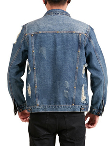 Chaquetas Vaqueras de Diseño Personalizado de Alta Calidad, Nuevas Chaquetas Vaqueras Ajustadas para Hombre con Corte Desgastado - Product Image 2