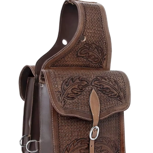 Sacs de selle de saut équestre en cuir véritable de haute qualité usinés à la main Design floral occidental personnalisable pour cheval - Product Image 1