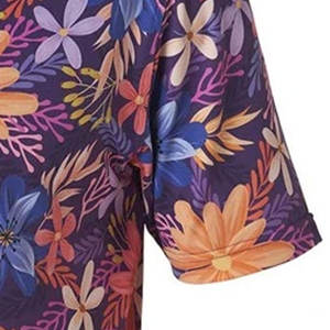 Chemise de performance pour homme |   Manches courtes en tricot |   Impression par sublimation de fleurs sauvages de pêche violettes |   Respirant, séchage rapide, sportif - Product Image 4