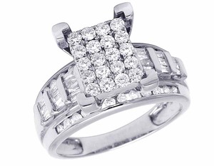 Customize 925 Silver With Round & Baguette Moissanite Diamond <b>Iced</b> Out Luxury Engagement Ladies <b>Ring</b> - Product Image 1