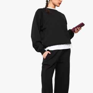 OEM Custom Logo <b>Women's</b> Plus Size Sportswear Sweatshirt <b>Black</b> <b>Fleece</b> Hooded Winter Workout Fitness Design Wholesale Hoodies - Product Image 3