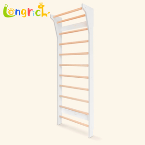 Escalera sueca de madera para montar en la pared, para niños y adultos, barra de escalada para gimnasio interior con anillas, equipo de fitness para el hogar para uso familiar - Product Image 1
