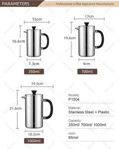 Caffettiera French Press in Acciaio Inossidabile Nero Opaco di Alta Qualità per Cucine Moderne, Vendita all'Ingrosso - Product Image 2