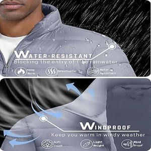 Goose Down <b>Padded</b> Quilted Bubble <b>Jacket</b> <b>Men</b> Plus Size Black Winter Outdoor <b>Lightweight</b> Canvas Low MOQ - Product Image 2