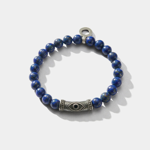 Bracelet en laiton plaqué argent 925, forme boule vintage, lapis-lazuli bleu roi, bijoux <span class=keywords><strong>de</strong></span> <span class=keywords><strong>protection</strong></span> pour <span class=keywords><strong>homme</strong></span>, cadeau, OEM/ODM, faible MOQ - Product Image 1