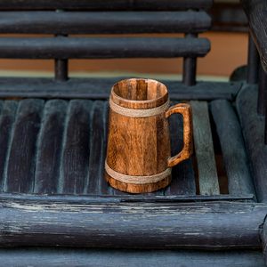 Mug en bois, mug en bois pour bière, mug en bois pour bière artisanal, mug en bois pour café, mug en bois rustique, mug en bois sculpté - Product Image 4