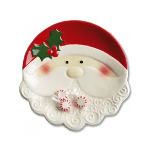 圣诞老人形状的节日陶瓷饼干盘