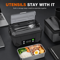 Chauffe-plat intelligent sans fil 24H avec programmation prédéfinie, boîte à lunch électrique portable, chauffe-aliments alimenté par batterie pour le travail et les voyages