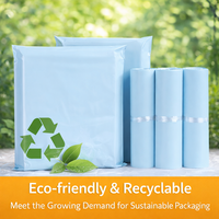 Sacs d'expédition en polyéthylène écologiques avec logo personnalisé, crème et bleu, imperméables, pour l'emballage de vêtements