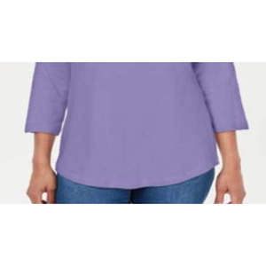 Top in Cotone con Bordo in Pizzo Vintage da Donna Karen Scott, Viola XS/X-Small, Lunghezza Lunga per Primavera e Autunno - Product Image 3