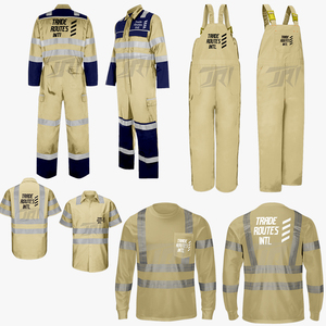Ensemble de vêtements de travail boutonnés à col rond en polyester imperméable et durable personnalisé vêtements de sécurité réfléchissants pour les travailleurs sur le terrain - Product Image 1