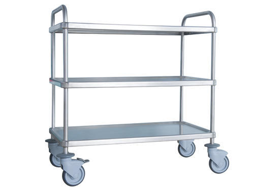 SS Dressing Trolley Lab Fittings 4 Wheel Hospital Stainless Steel Trolley