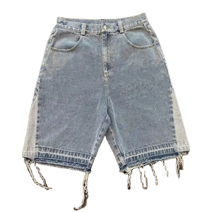 Short personnalisé pour hommes avec broderie en détresse Short en jean de haute qualité à double ourlet lavé pour hommes Fashion Wear - Product Image 4