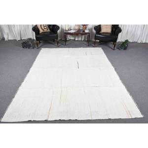 Alfombra de lana blanca moderna, alfombra de tejido plano turco de 9x6, 5 pies, patrón de retazos, decoración de sala de estar con respaldo de látex - Product Image 2