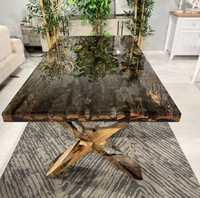 Table à manger convertible et extensible de luxe moderne de qualité supérieure en bois de noyer massif avec plateau en résine époxy pour la maison et l'école