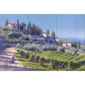 Mural de pared de cerámica para salpicaduras de azulejo de viñedo Carey Tuscan Art - Product Image 1