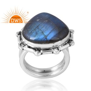 แหวนพลอยลาบราดอไรต์ธรรมชาติทำจากเงินสเตอร์ลิง925เป็นของขวัญสำหรับผู้หญิง - Product Image 1