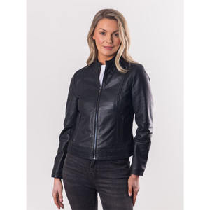 Veste de moto en cuir véritable pour femmes fabriquée par un fabricant pakistanais, nouveau style tendance, respirante, imperméable, fermeture éclair tricotée - Product Image 1
