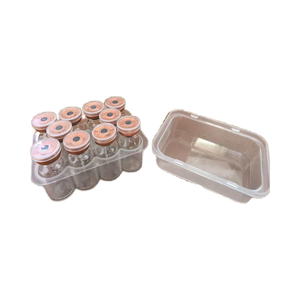 Boîte de 10 flacons cosmétiques de 3 ml avec couvercle, en plastique transparent, personnalisable en couleur et gaufrage, matériaux recyclés - Product Image 1