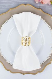Design élégant spirale galvanoplastie luxe rond de serviette salle à manger décoration de fête de mariage métal demi-cercle rond de serviette de table - Product Image 2