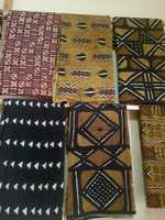 Robe Dashiki Africaine Femme Haut de Gamme Imprimé Bogolan Vert Manches Chemise Coton Lin Respirant Écologique Fait Main Coupe Ample