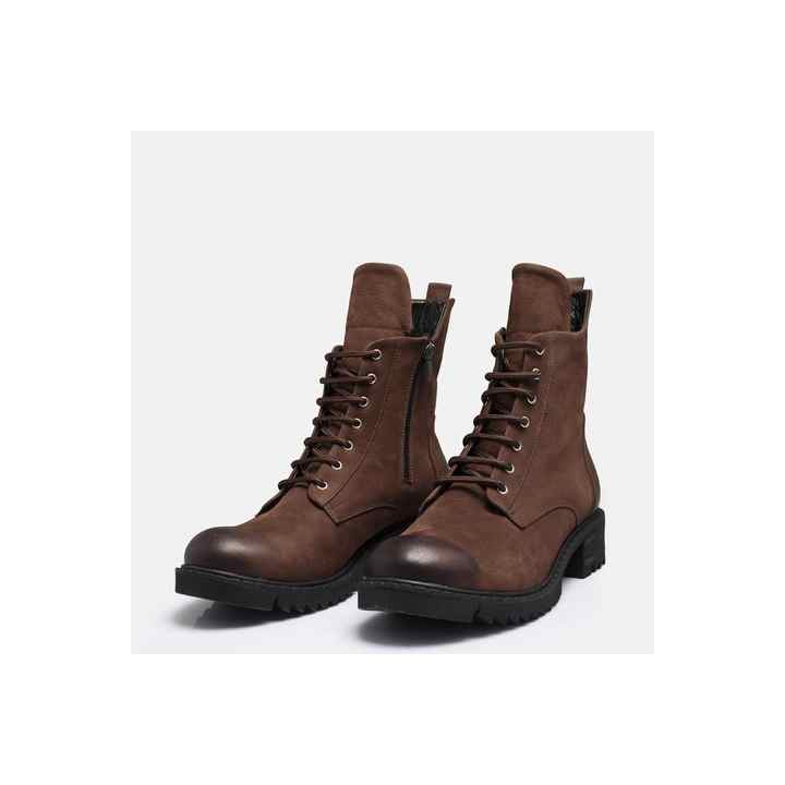Large Size Women's Boots Genuine Nubuck Leather Brown 41-42-43