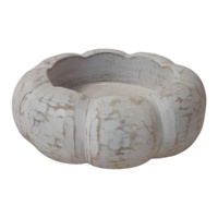 Lanternes et bols à bougies en bois de manguier texturé, sculptés à la main, blanchis à la chaux, de forme citrouille, de qualité alimentaire, pour la décoration de la maison, Noël, Pâques 2