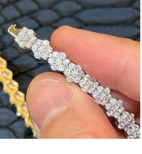 Brazalete de Tenis con Eslabones de Flores con Incrustaciones de Diamantes de Imitación VVS, Plata de Ley 925, Joyería de Diseño - Product Image 3