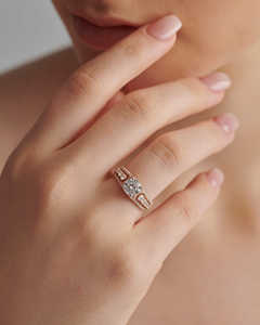 Luxueux IGI certifié bague de mariage en or rose trois rangées tige forme ronde laboratoire créé diamant bijoux fins fêtes en gros - Product Image 4