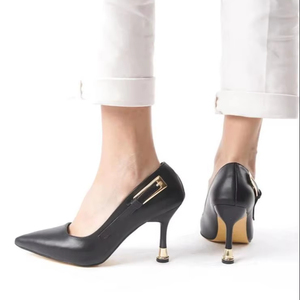 Zapatos de Tacón de Aguja Clásicos para Mujer, Punta Puntiaguda, Decoración de Diamantes de Imitación, 9 CM, para Tallas 36-40, Hechos en Turquía - Product Image 1