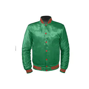 Chaqueta universitaria de satén ligera, chaqueta de béisbol Bomber personalizada OEM, ropa de abrigo Unisex para ropa de calle de moda, estilo universitario - Product Image 4