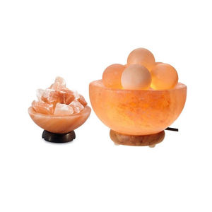 Premium Home Decor Himalayan Salt Fire Bowl Lampe avec Crystal Pink Rock Salt Boules de massage Artisanat naturel pour le bien-être - Product Image 2