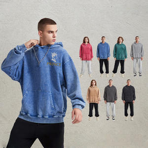 Sudadera con capucha Vintage lavada con ácido con estampado personalizado Puff de peso pesado 420g 100% algodón Terry Streetwear estampado negro sudaderas con capucha Unisex de gran tamaño - Product Image 4