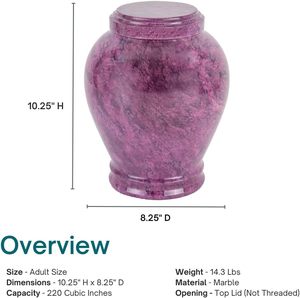 Purple Marble Cremation Funeral Cremation <b>Urn</b> for Human Ashes with Made of Rosewood and Velvet Bag <b>Large</b> Capacity Memorial - Product Image 4