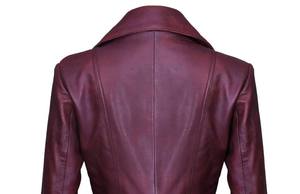 Veste moto en cuir véritable pour femme, col ouvert, manches longues, fermeture éclair, couleur unie, coupe classique, automne - Product Image 2