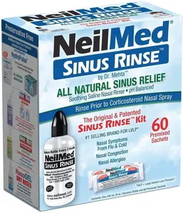 Neilmed Sinus Rinse Kit Regular 60 Saquetas Para Congestão Nasal e Alergias Nasais Alívio