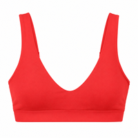 Groothandel Op Maat Dames Sportbeha 80% Nylon 20% Spandex 230gsm Rood Medium Support Scoop Neck Racerback Zachte Gym Streetdance