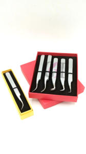 Professionnel nouveau 90 degrés argent poudre revêtement incurvé Extension de cils pince à épiler en acier inoxydable Logo personnalisé Instrument de beauté - Product Image 6