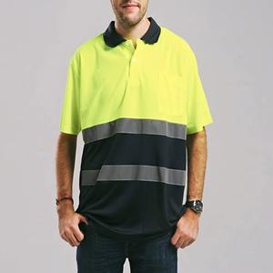 Reflective Safety Work <b>Shirt</b> <b>Men</b> Workwear Polo <b>Shirt</b> Fluorescent <b>Yellow</b> High Visibility Protective Reflective Safety Polo <b>Shirt</b> - Product Image 4