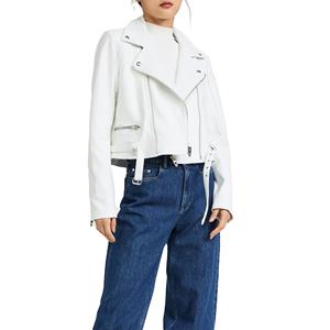 Vente chaude couleur blanc brillant qualité veste en cuir pour femmes personnalisée veste en cuir d'extérieur en cuir moteur veste d'hiver 2025 - Product Image 5