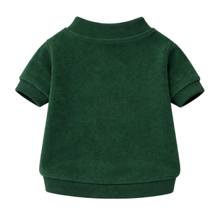 Sweat-shirt en polaire vert foncé pour chien, pull doux et chaud avec col côtelé, vêtements d'hiver confortables pour petits chiens - Product Image 5