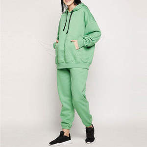 Chándal de lana tecnológica de algodón de alta calidad para mujer, chándal liso de gran tamaño de dos piezas para mujer, chándales de lana al por mayor para mujer - Product Image 6