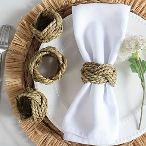 Nouvel an noël vacances cadeau ensemble paille porte-serviette anneaux décoratifs pour serviettes de table à manger - Product Image 5