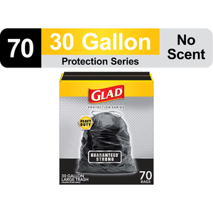 Sacs poubelle en plastique biodégradable Glad Protection Series, grand format, 30 gallons, non parfumés, très résistants, avec cordon de serrage, plus de 100 unités - Product Image 5