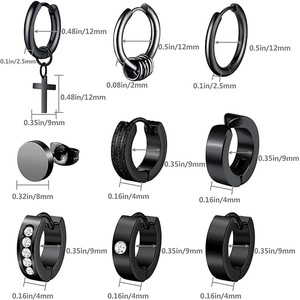 Ensemble de boucles d'oreilles créoles tendance en <span class=keywords><strong>acier</strong></span> <span class=keywords><strong>inoxydable</strong></span>, style punk, manchette d'oreille pour hommes et femmes - Product Image 3